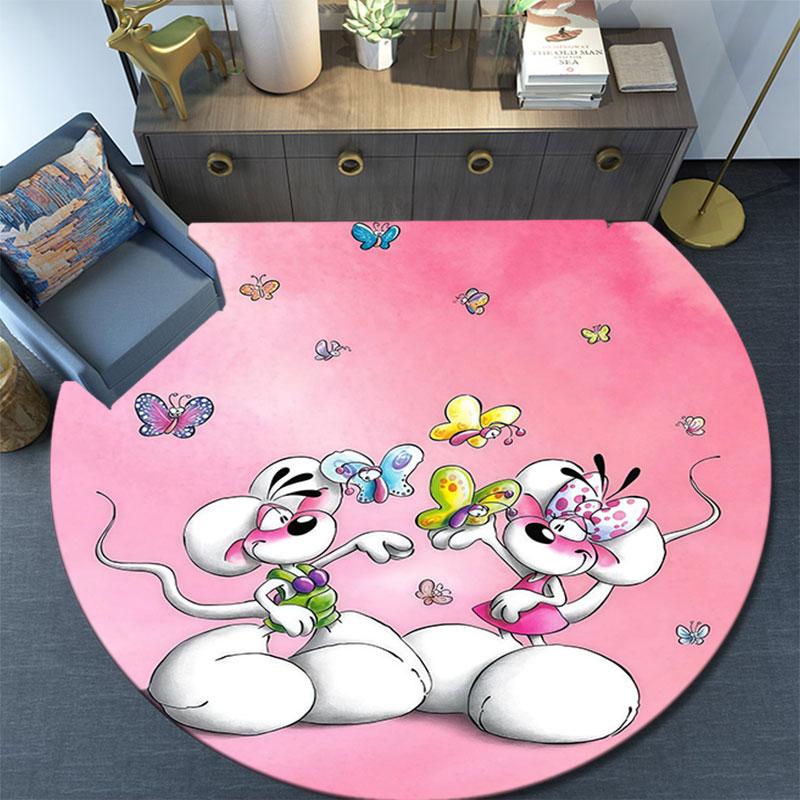 Diddl Pattern Round rug,Carpet Rug for Living Room Bedroom Playroom ,Non-slip Floor Mat,Holiday Gifts and Birthday Gifts.