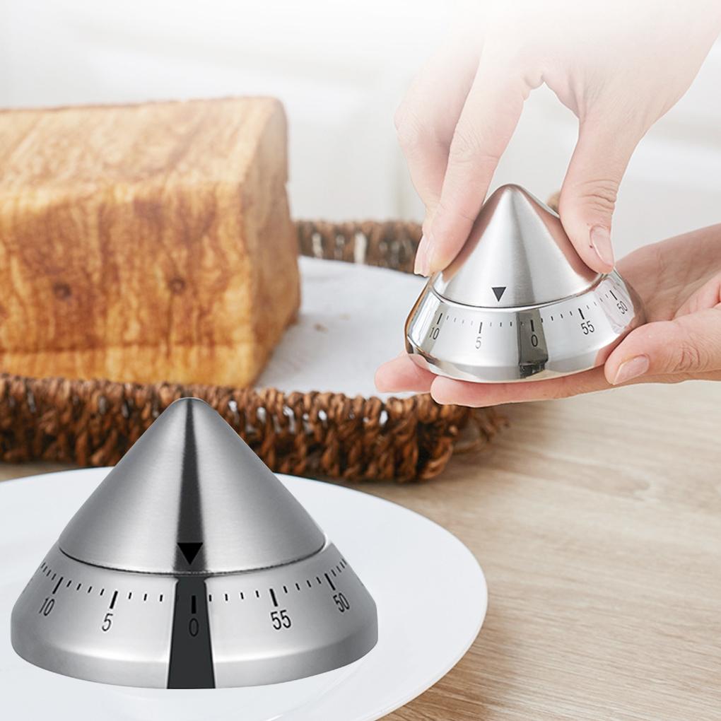 Kitchen Timer Stainless Steel Mechanical Cooking Timer Manual Countdown Timer 60 Minutes Alarm Sound