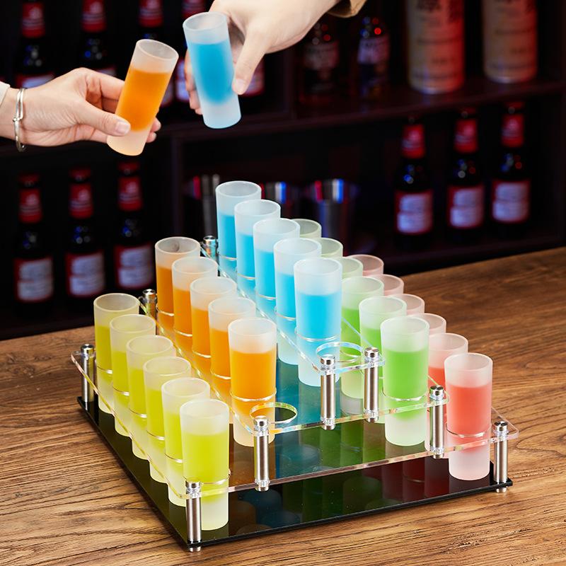 Glass Shot Cups Set with Stand Whiskey Cocktail Bomber Shot Glasses for Party Bar