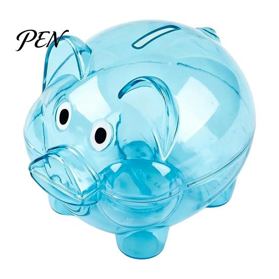 Pig Shape Coin Bank Unbreakable Plastic Piggy for Kids, Transparent Cash Educational Savings Box Bank, Money Saving Jar Nursery Bedroom Decor Cartoon