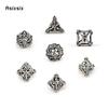 7 Pcs White Leaf Flower Metal Dice Hollow Metal Polyhedral Dice Set Suitable For Role-Playing Dice PropBoard Game Gift
