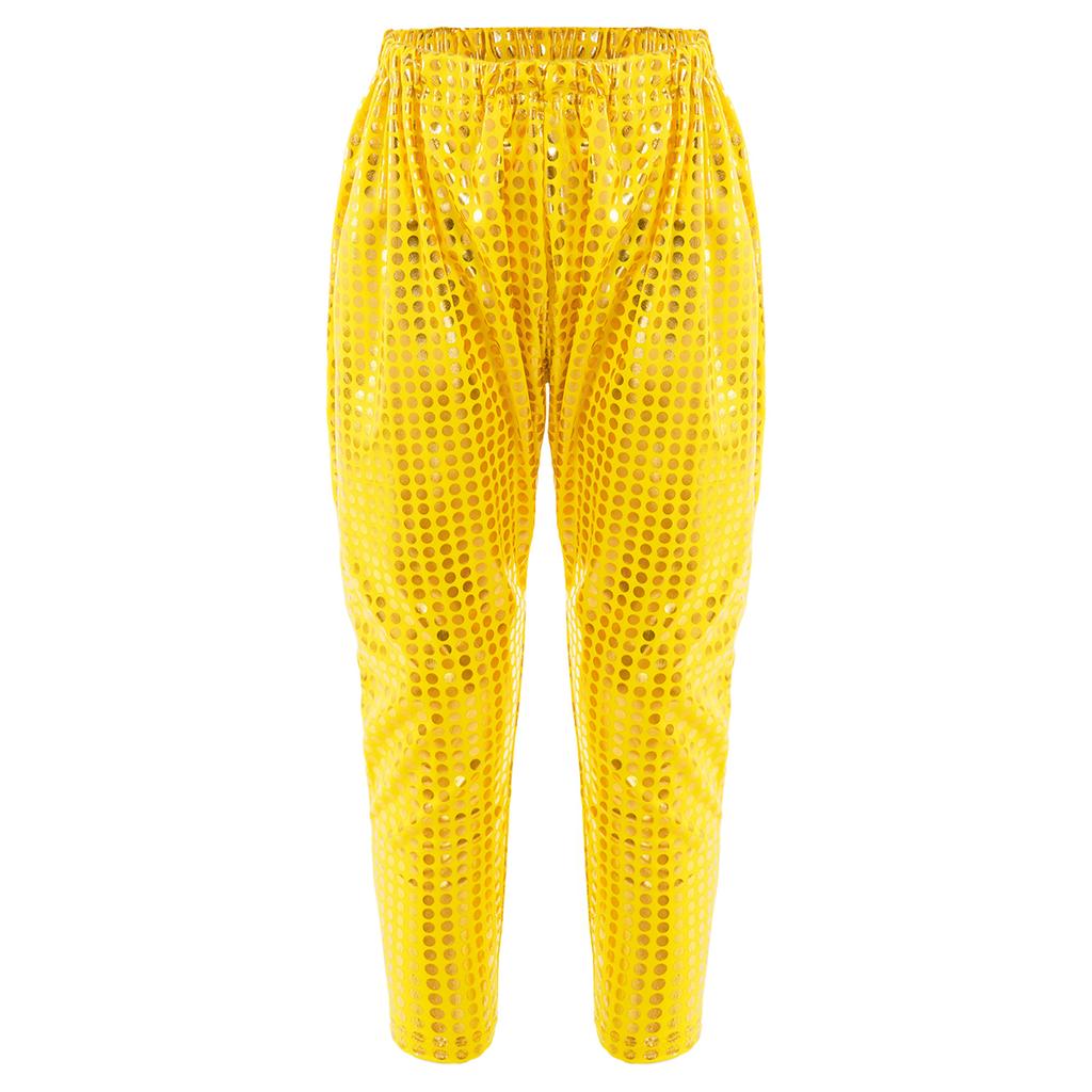 Pantaloni Street Dance Unisex per Bambini Vita Elastica Pantaloni a Carota Pantaloni Harun Pantaloni da Performance con Paillettes Lucide