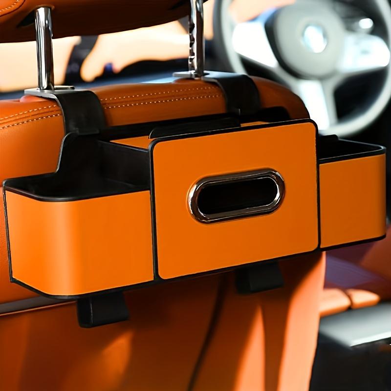 Car Seat Organizer with ABS Box & Tissue Holder. Double Storage for Snacks/Drinks. Easy Install, Durable Resin for All Cars.