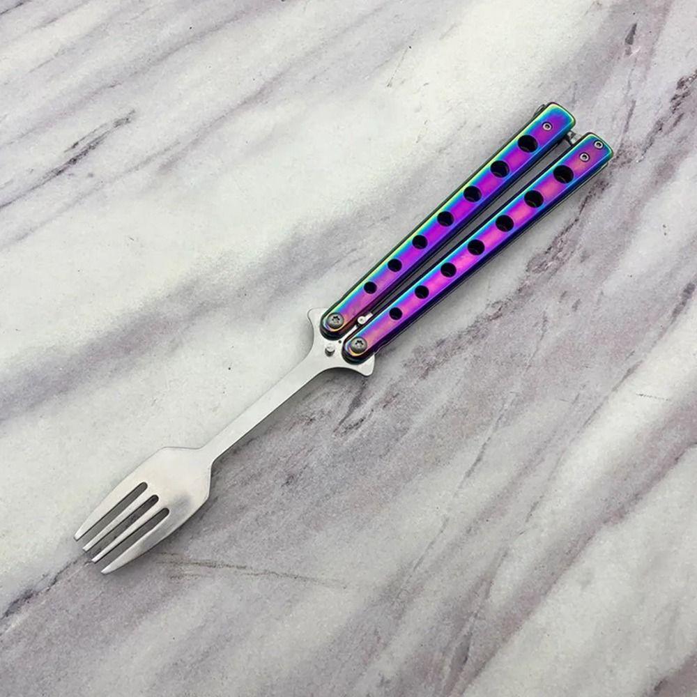Outdoor Balisong Training Tool Practice Training Butterfly Folding Spoon Fork New