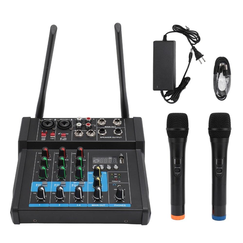 ASHATA Wireless Handheld Microphone Karaoke Mixer System UHF Dynamic 4-Channel Sound Conference Home Karaoke Singing