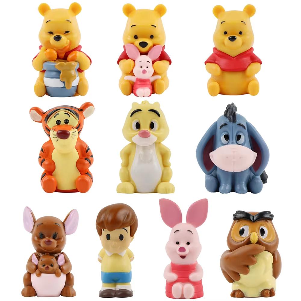 MINISO 10Pcs/Set Anime Cartoon Winnie The Pooh Action Figure Toy Pooh Bear Tigger Eeyore Piglet Action Figure Doll Toys Christmas Gift