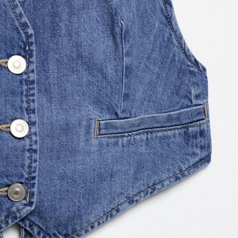 Kaslead New Arrival Women's Clothing Fashion Style Fashion All-Match Denim Open Back Tops 8197065 400