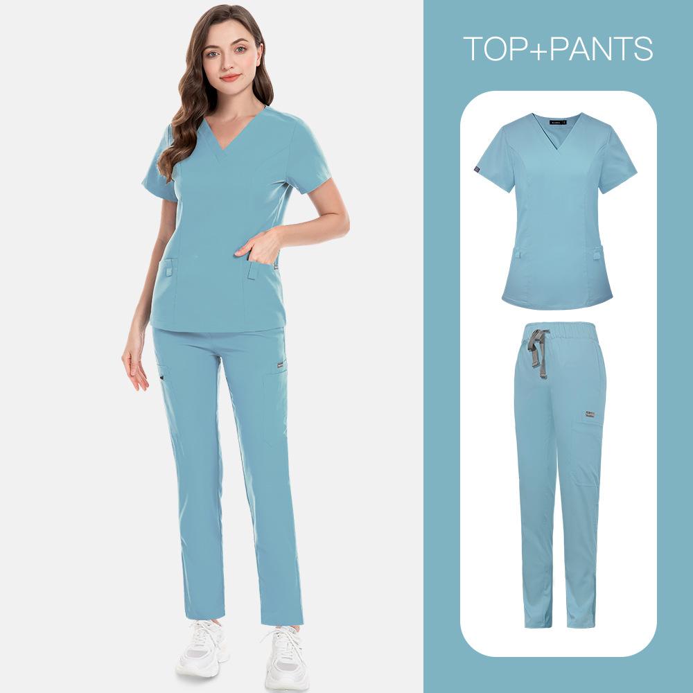Beauty Salon Overalls, Operating Room Hand Washing Clothes, Hand Washing Clothes, Short-Sleeved Doctor Elastic Nurse Clothes Set