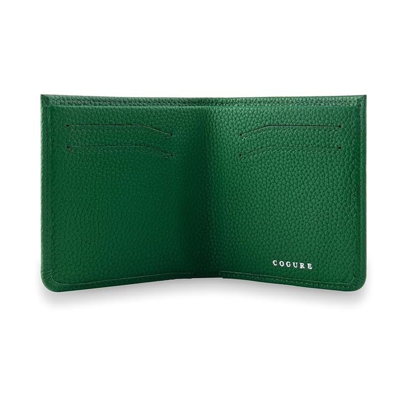 

[COGURE] Kogre wallet bi-fold mini wallet genuine leather shrink calf leather wallet coin purse card holder unisex with gift box COPM03-Green green