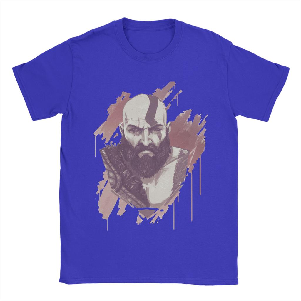 Self Art Gow T Shirts Unisexs Pure Cotton Novelty TShirt Round Neck God of War Kratos Tees Short Sleeve Tops Plus Size
