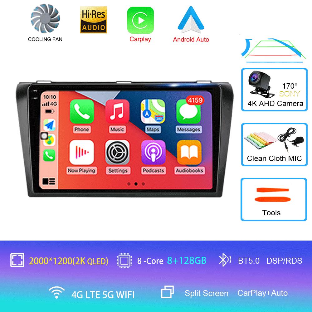 2 Din Car Radio Android 14 For Mazda 3 2004-2009 Multimedia Player Stereo Navigation with BOSE Carplay Speakers Head Unit Video