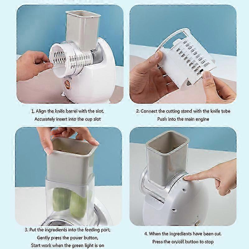 3 In 1 Multifunctional Electric Vegetable Cutter Automatic Vegetable Cutter Slicer Potato Grate Shredded Graters with 3 Blades