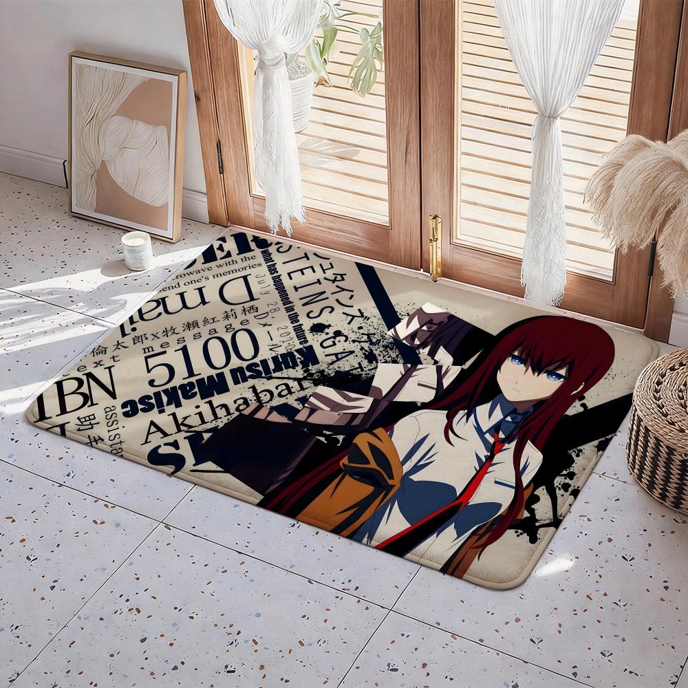 Anime S Steins;Gate Floor Mat Eco Flannel Doormat Non Slip Odorless Indoor Floor Rug Soft Short Plush Home Mat