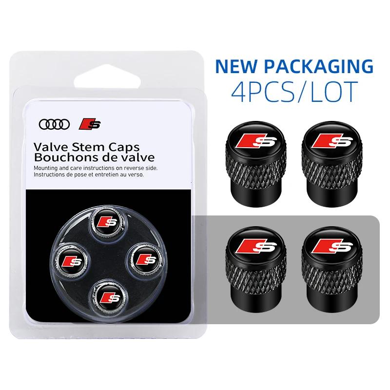 2026 Hot 4Pcs 3D Aluminum Car Wheel Tire Air Valve Dust Caps For 22x Sline A1 A2 A3 A4 A4L A5 A6 A7 A8 A8L TT Q1 Q2 Q3 Q4 Q5 Q6 Q7 Q8 B2 D2