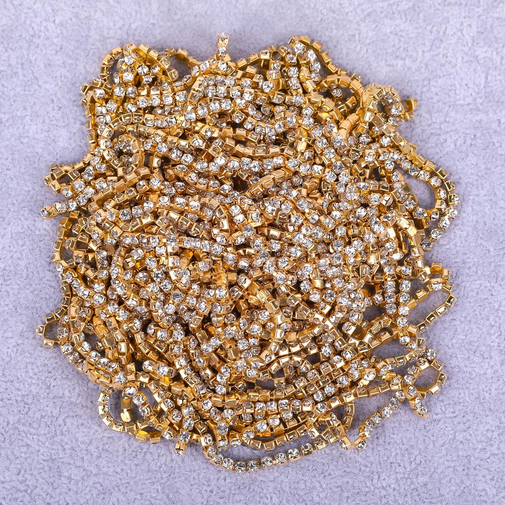 VC SS6-SS16 Crystal Cup Strass Rhinestones Roll Closure Sew Trimming Chain Elegant Decorative AB Chains for Clothing