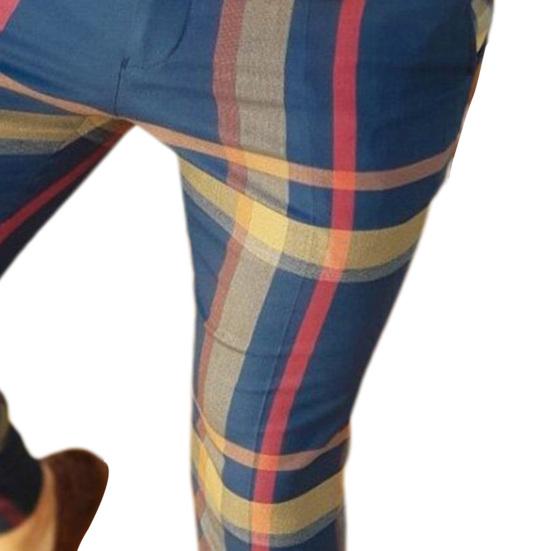 Herrenhose, kariert, schmale Passform, formelle, bequeme Frühlingshose für die Arbeit