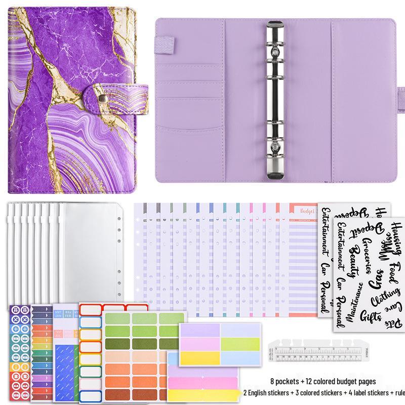 Cross-border Exclusive A6 Gold Foil Macaron PU Leather Hobonichi-Style Budget & Event Planner Notebook