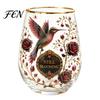 Dekoratives Glas im Waldstil, handbemalter Becher, eiförmige Tasse mit Goldrand, klares bleifreies Party-Glas für Tee, Kaffee, Wein