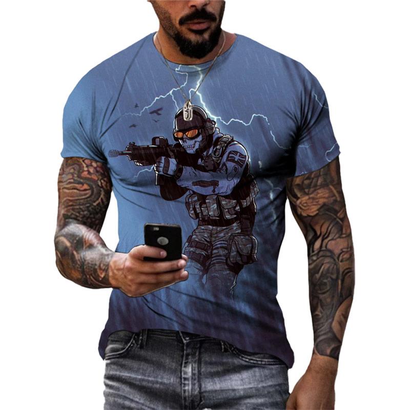 Männer Sommer Kurzarm O Hals 3D-Druck T-Shirt