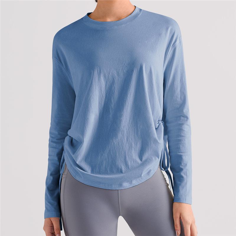 

Women s Quick-Dry Breathable Yoga Top - Loose-Fit Long Sleeve with Side Tie for Running & Pilates Extra Large