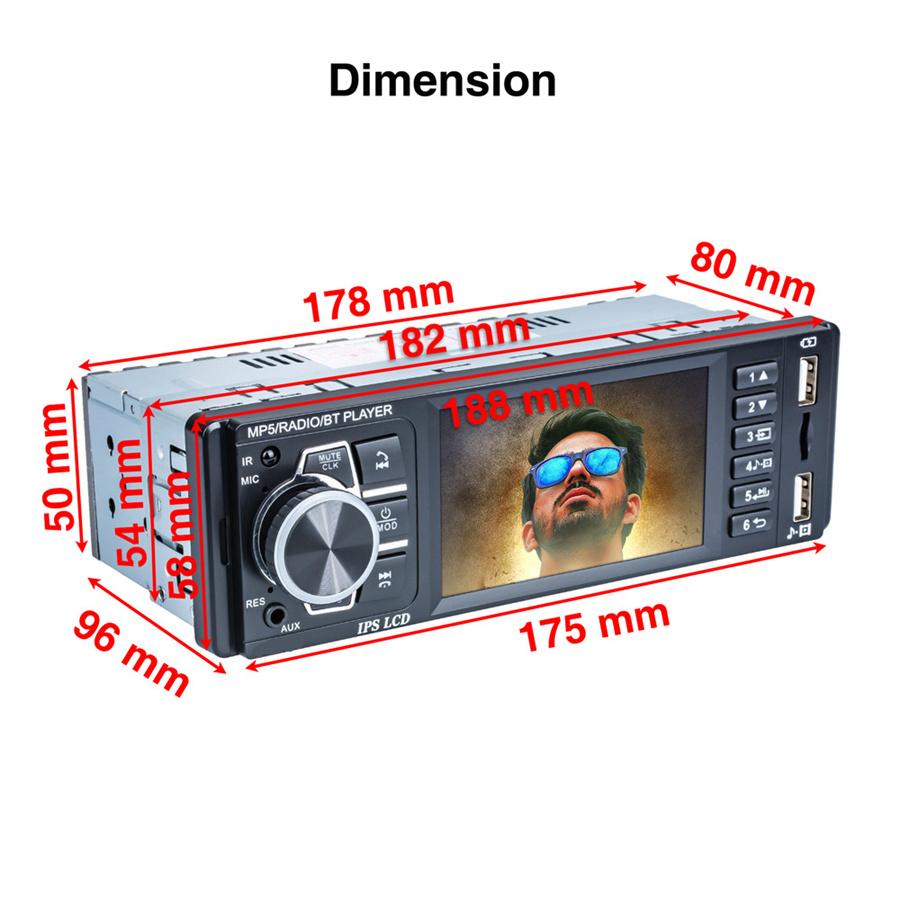 Car 3.8" IPS Screen RMVB/MP5/Radio/Bluetooth Player FM Radio Support Micophone