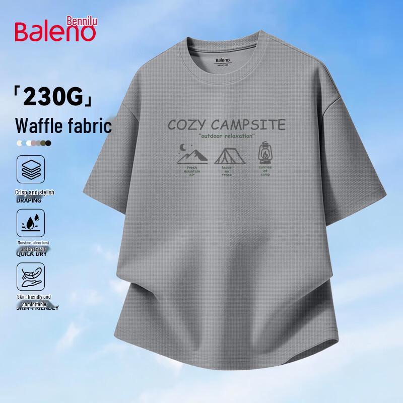Baleno Men s Loose Fit Heavyweight Round Neck Short Sleeve T-Shirt M