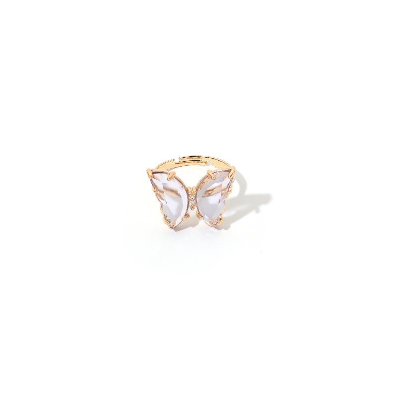 Mori Acrylic Butterfly Color Transparent Live Ring Internet Celebrity Tide Simple Fashion Super Fairy Ring
