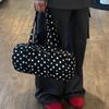 New Korean Cute Style Black and White Polka Dot Large Capacity Shoulder Bag Casual Versatile Travel Handbag Female