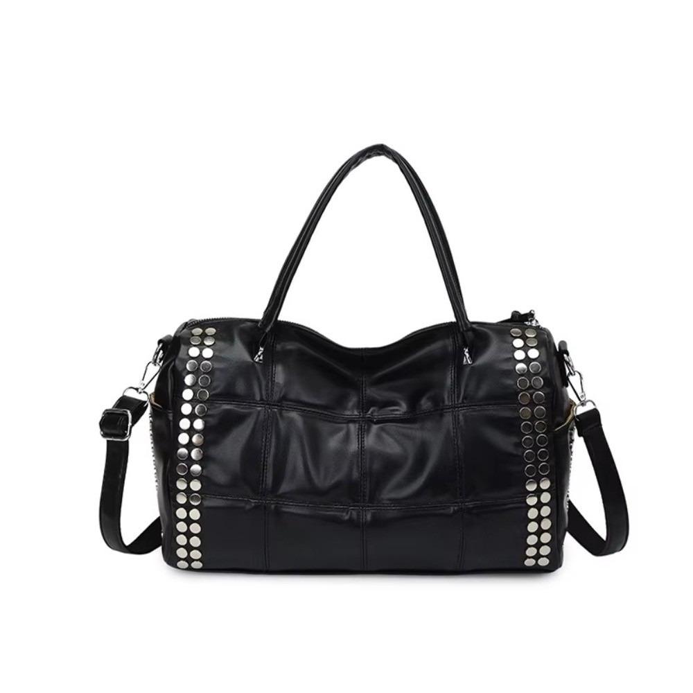 Large Capacity Rivet Tote Bag Detachable Shoulder Strap Y2K Style Fashion Rivet Handbag Quilted Design Women Shoulder Bag