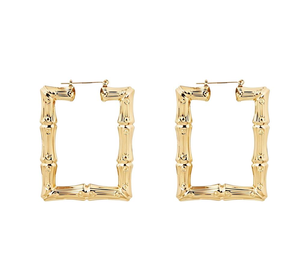 Gold Hip Hop Bamboo Hoop Earrings – Extra Large Exaggerated Circle Studs