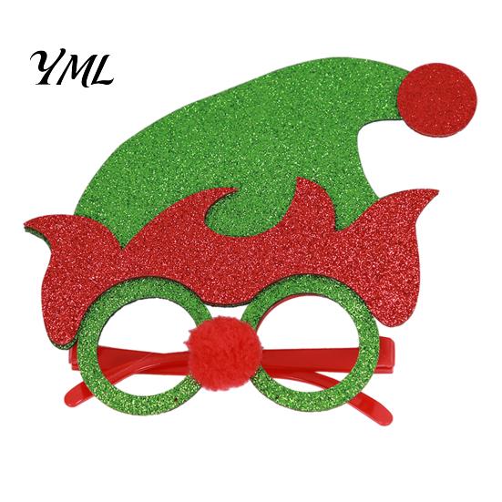 Fun Holiday Accessories for Kids Christmas Glasses, Glitter Party Glasses Frames, Novelty Elf Snowman Santa Claus Elk Frames Reindeer Eyeglasses