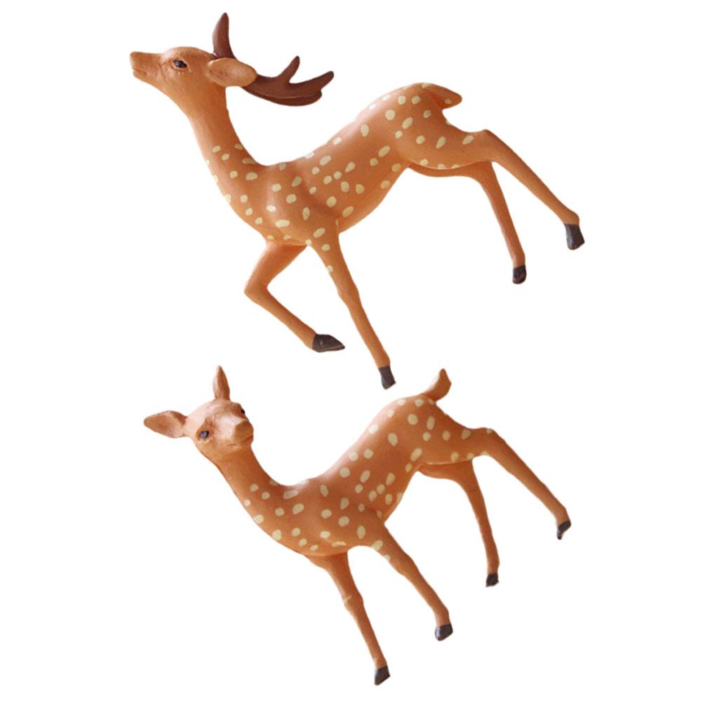 

2 шт. наружный декор пятнистый олень орнамент статуя модель животного маленькие фигурки коричневые 5.50X4.00X1.20CM коричневый