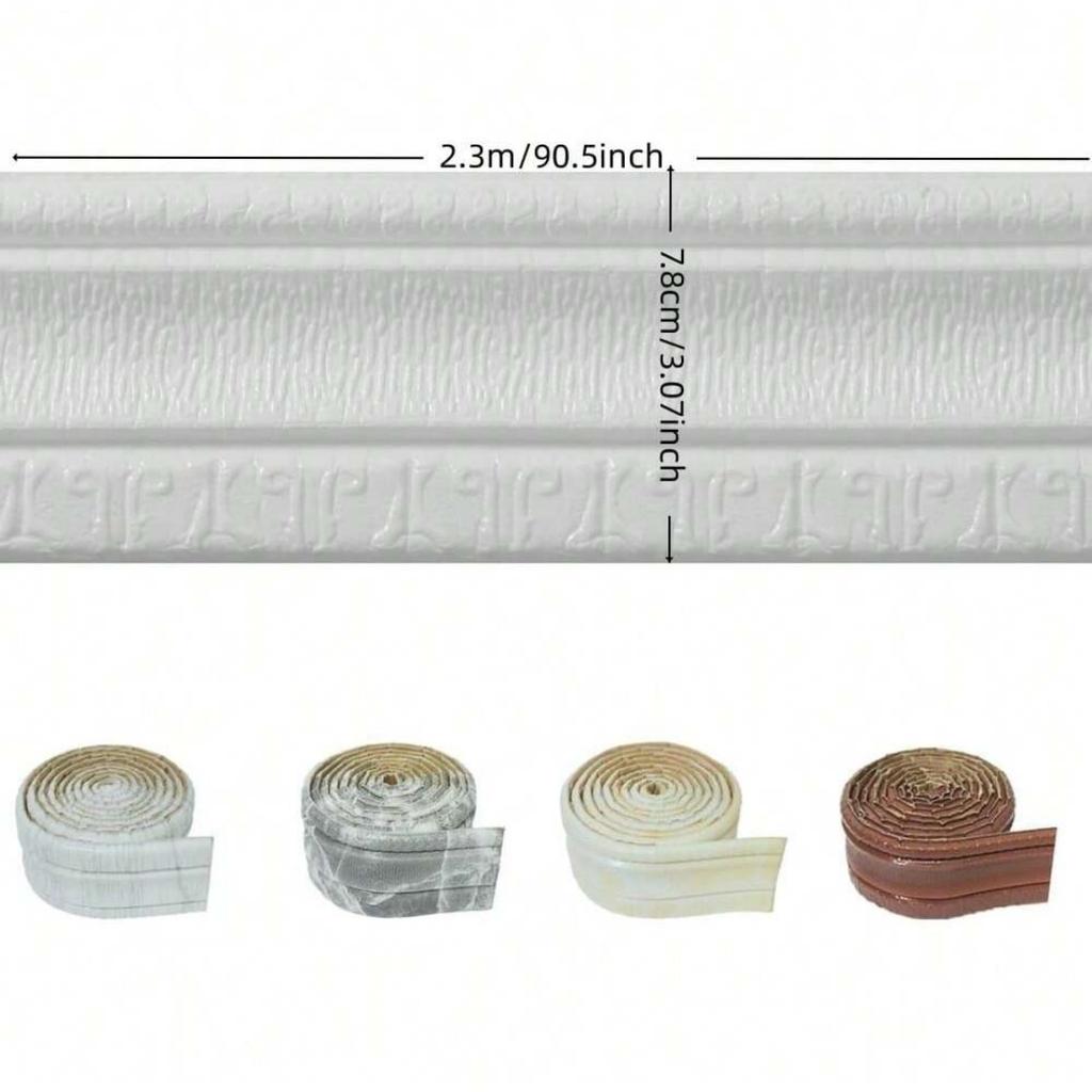 1 Stück 90,55 Zoll Wandpapier dekorative Linie Sockelleistenlinie Dekoration selbstklebend Wohnzimmer Wandgrenze Aufkleber