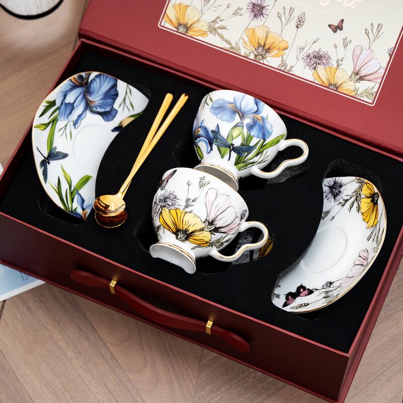 Shangqi Hand-Painted Ceramic Coffee Cup and Saucer Set