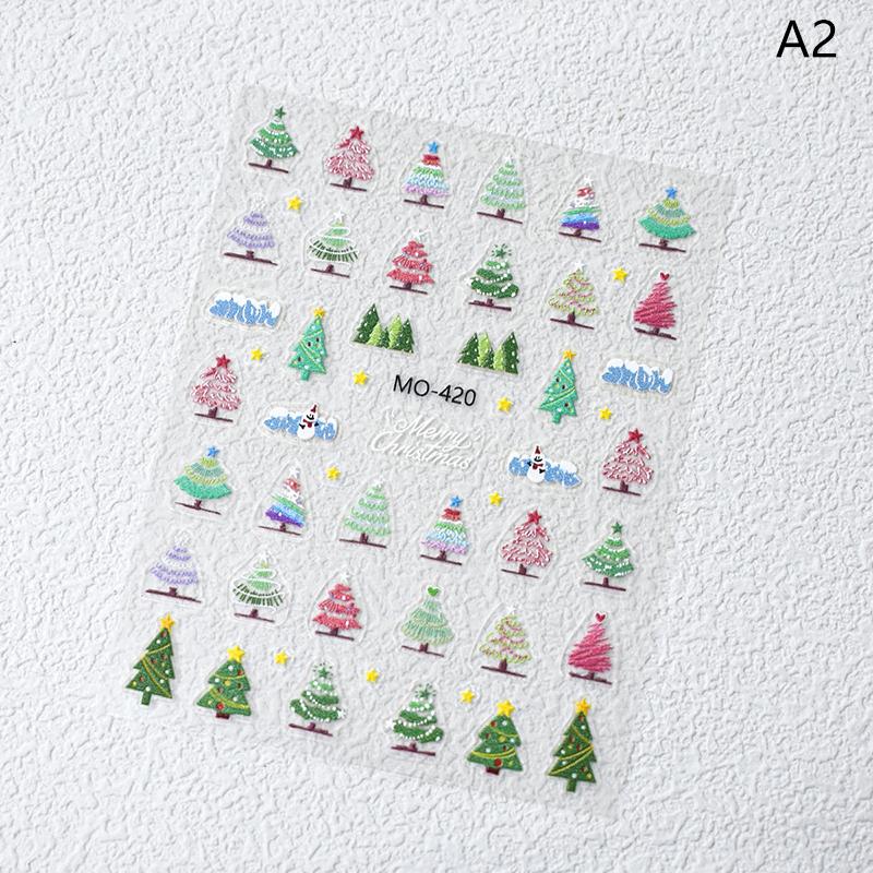 Jul 5D Preget Snømann Snøfnugg Nail Art Klistremerker Tegneserie Julenissen Juledekal DIY Manikyr Dekaler