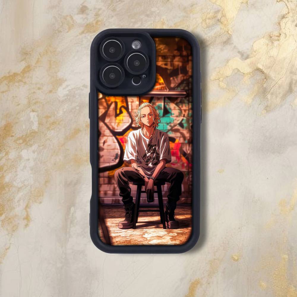 Tokyo R-Revengers Anime  Phone Case For iPhone 17,16,15,14,13,12,Pro,Max,Plus,E,SE4,Air, Emery Black Full Coverage TPU