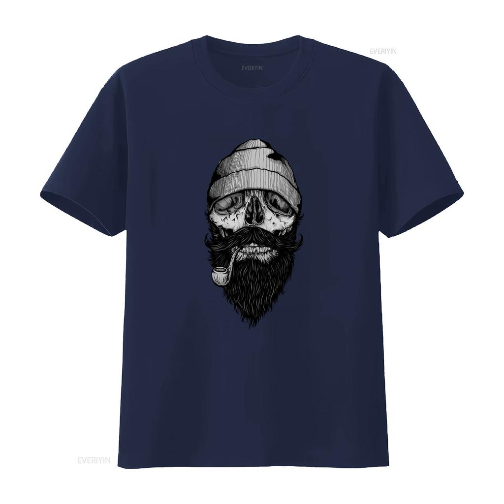 Unisexs Bone Sailor Skull Beard Pipe T Shirt Fun Design Sizes Small To 4xl Vintage Fashion Designer Clothes