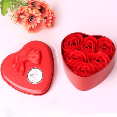 Savon de bain parfumé en forme de cœur, 6 pièces, pétale de fleur de Rose, décoration de mariage, cadeau idéal