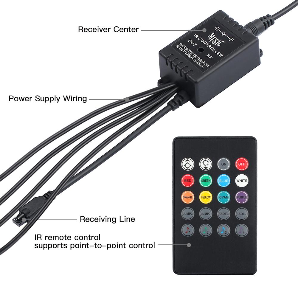 Neon LED Interior Car Light APP Music Remote Control RGB Underglow LED Ambient Light USB/Cigar Plug Auto Atmosphere Lighting 12V
