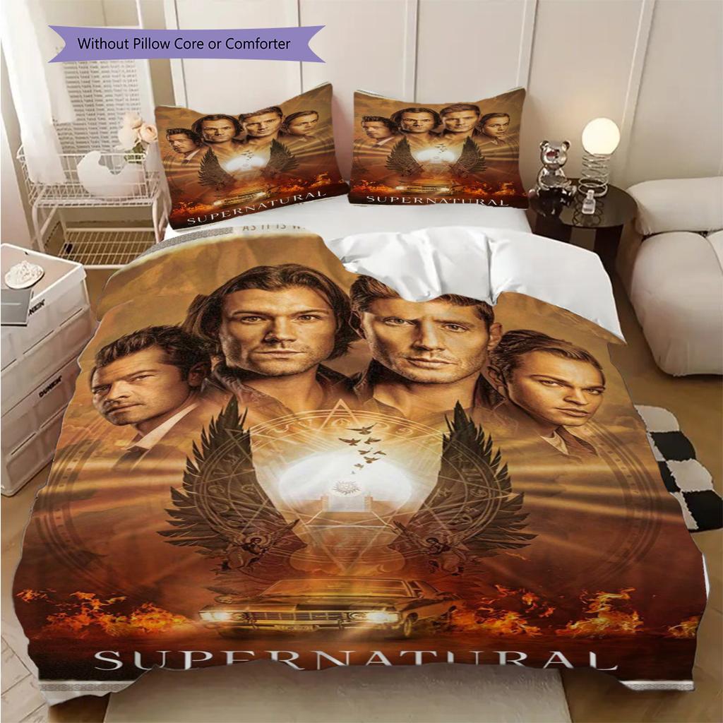 Supernatural Mysteries Bedding (1 * Duvet Cover + 2 * Pillowcase, Without Core) 2D Flat Christmas Birthday Gift Duvet Cover and Pillowcase