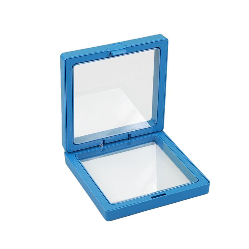 1Pc Jewelry Case PE Film Badge Storage Transparent Ring Casket Elastic Jewelry Display Container Dustproof Frame Portable