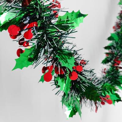 2 Pcs Artifficial HeavyTinsel Red Berry Christmas Strings,Garlands Ribbon Ribbon for New Year Xmas Christmas and Tree Decoration 6 Ft