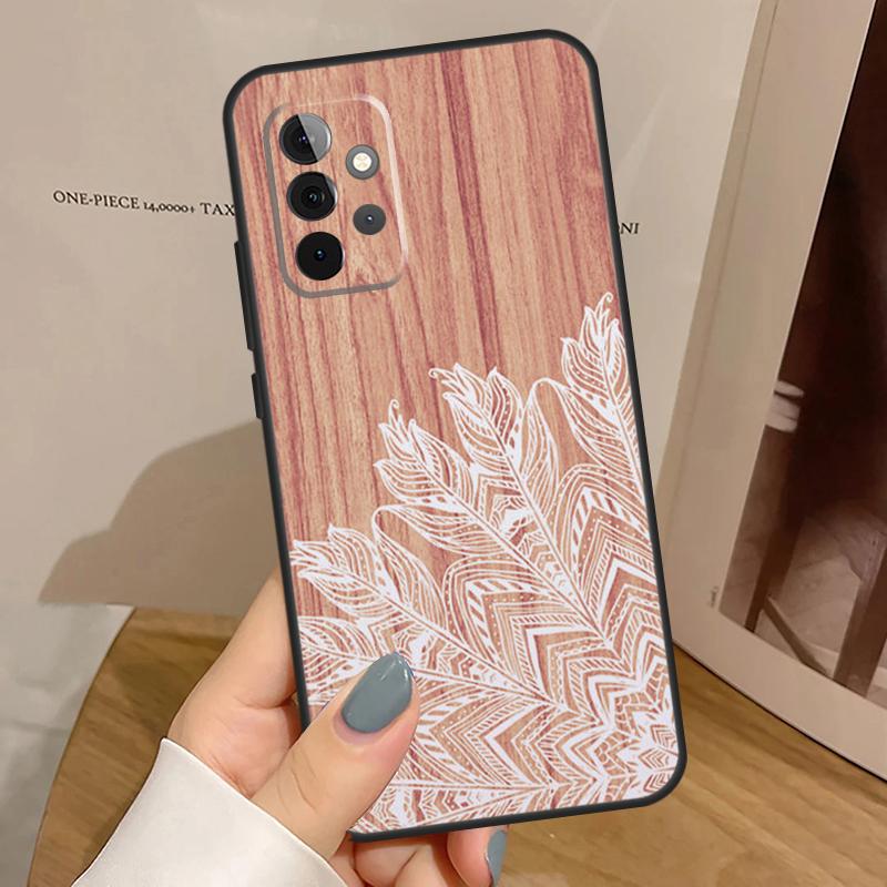 Mandala Wood Floral Case For Samsung Galaxy A55 A35 A15 A54 A34 A14 A33 A53 A13 A23 A17 A06 A16 A56 A36 A32 A52