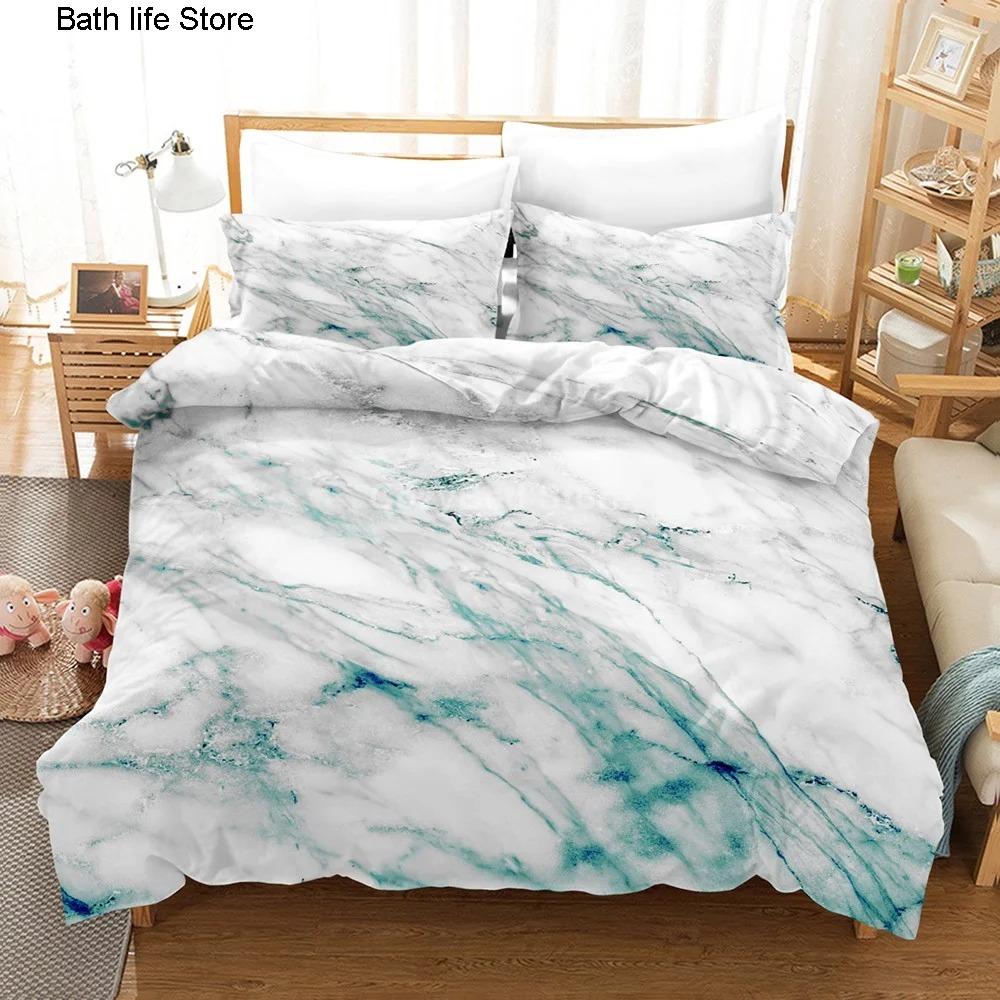 Gold White Marble Bedding Set Luxury Duvet Cover Queen King Size Soft Comforter Bed Linen for Adults