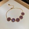 18k Gold Plated Retro Zircon Floral Bracelet – Elegant, Fashionable Hand Jewelry for Women