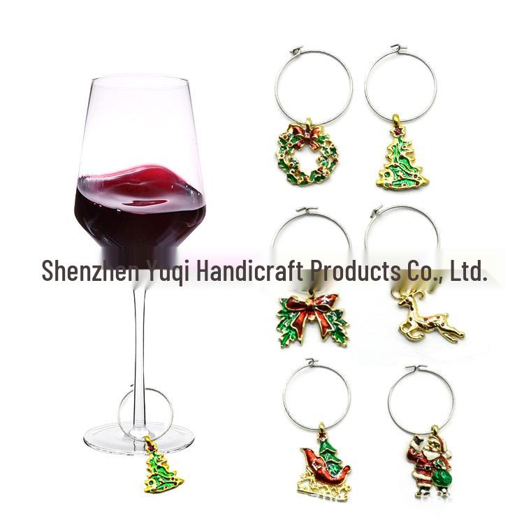 Christmas Series Zinc Alloy Wine Glass Charm Pendant for Party Identification
