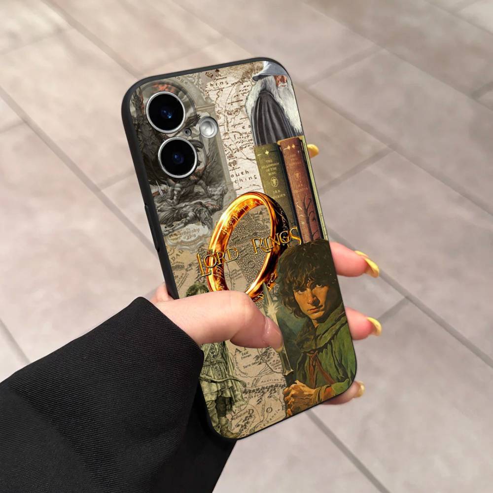 Movie The L-Lord R-Rings Black TPU Phone Case For Iphone17 Air 16 15 14 13 12 Pro 11 Pro Max Plus Protective Lens Cover Case
