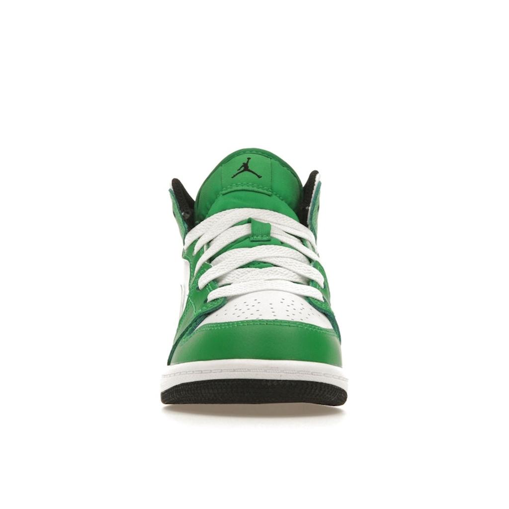 Air Jordan 1 Mid PS Lucky Green Kids Sneakers Black White DQ8424-301