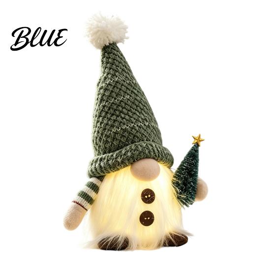 Durable Fabric Holiday Figurines Lighted Christmas Gnome Decorations Plush Dwarf Dolls with Warm Lights Yellow Light Decor Knitted Hats Ornaments