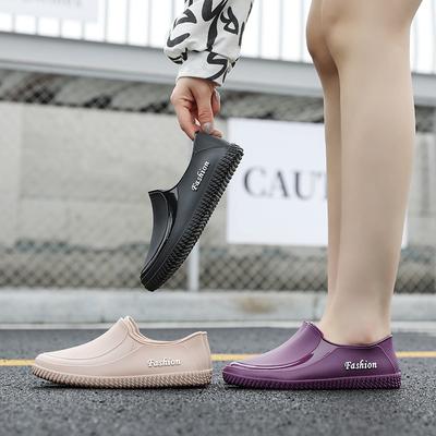 Neue Mode Regenschuhe Damen Freizeit Rutschfest Niedrig geschnitten Gummischuhe Küche Wasserdicht Flach Wasserschuhe Studentinnen Niedrige Regenstiefel